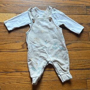 Carter's Cream Overalls with Bird Print 3 months